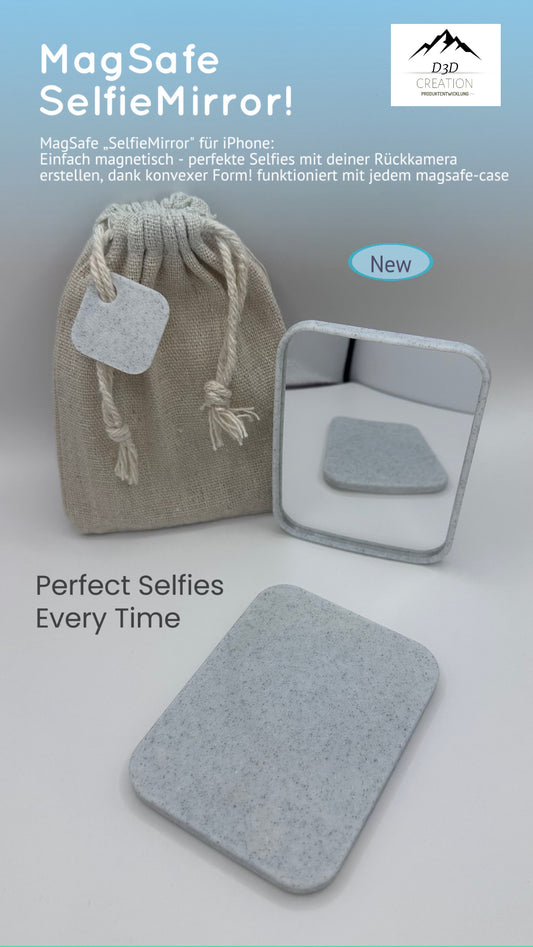 SelfieMirror Magsafe für iPhone: Einfach magnetisch - perfekte Selfies mit deiner Rückkamera machen, dank konvexer Form alles im Blick!